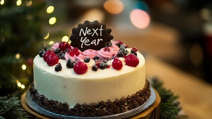 A cake with a black and pink frosting and a black