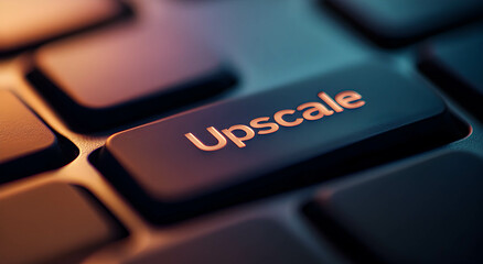 A close-up of the Upscale key on a computer. The concept of computers.
