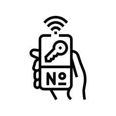 room key hospitality hotel line icon vector. room key hospitality hotel sign. isolated contour symbol black illustration
