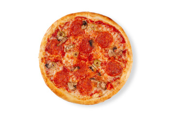 delicious pizza on a white background