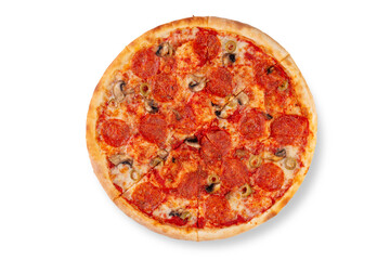 delicious pizza on a white background