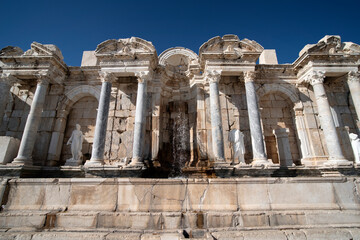 Burdur - Turkiye - October 27 - 2022 : Antonines fountain of Sagalassos Ancient City