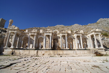 Burdur - Turkiye - October 27 - 2022 : Antonines fountain of Sagalassos Ancient City