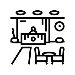 Fototapeta premium lobby hospitality hotel line icon vector. lobby hospitality hotel sign. isolated contour symbol black illustration