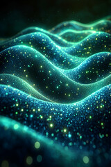 A mesmerizing abstract wave pattern filled with shimmering particles, evoking a sense of depth and movement.