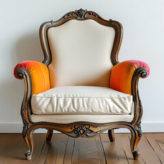 Fototapeta premium stylish vintage chair armchair 19th century, antique furniture isolated on white background
