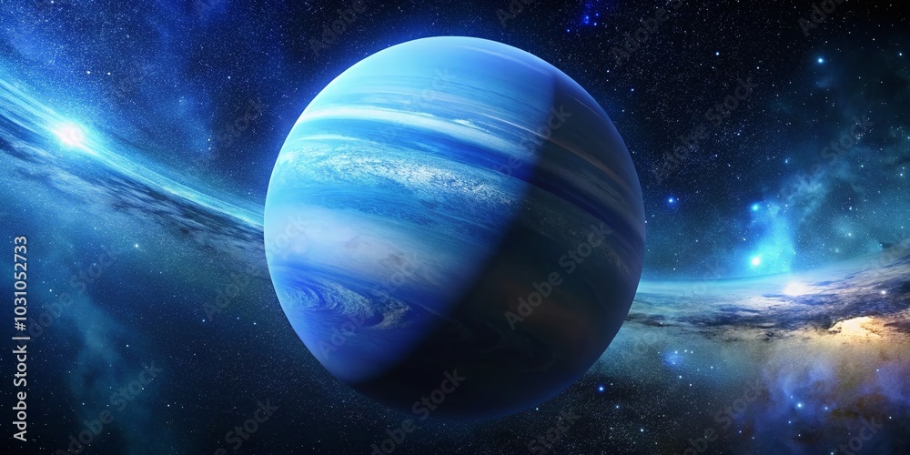 Wall mural stunning view of neptune planet in the solar system with vibrant colors and atmospheric features cap