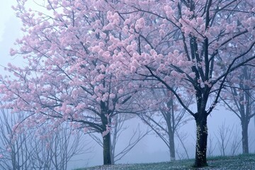 Cherry blossom trees lining a serene pathway create a breathtaking view in spring, inviting visitors to enjoy nature's beauty in full bloom
