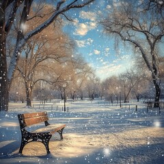 Snowy park scenery