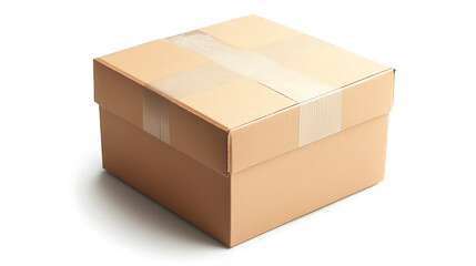 Compact Sealed Cardboard Box with Clean White Background