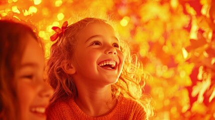 Fototapeta premium Capturing Thanksgiving Joy: Family Fun in Thanksgiving-Themed Photo Booth with Props and Laughter Under Ultra-Detailed, Cinematic Light