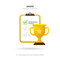 Obraz premium Award and winner cup icon. Awards simple yellow icons. Medal sign collection. Medal, medal ribbon, ribbon, gold, badge, award, number, cup, star, trophy