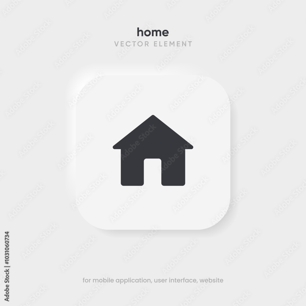 Leinwandbilder 3d minimal modern home, homepage, base, main page, house push button icon emblem symbol, sign. 3d ho