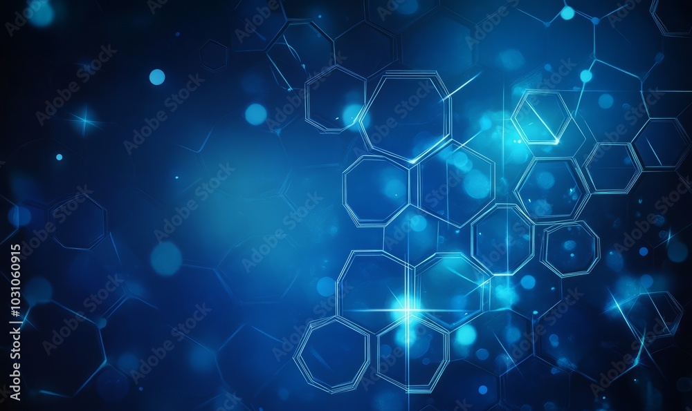 Wall mural abstract technology or medical background with hexagons shape pattern molecular structure