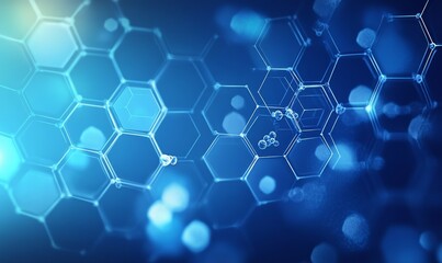 Abstract technology or medical background with hexagons shape pattern molecular structure