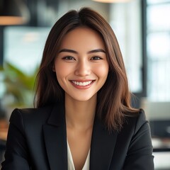 Fototapeta premium Professional woman beaming in workplace