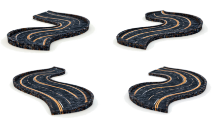 Collection of Winding Roads Set Against a Plain White Backdrop Generative AI