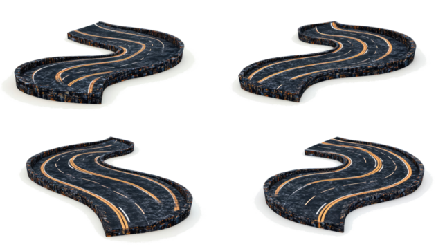 Collection of Winding Roads Set Against a Plain White Backdrop Generative AI