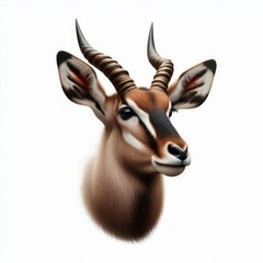 Fototapeta premium A antelope on a white background, showcasing its graceful horns and slender, agile body. Generated with AI.