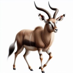 Fototapeta premium A antelope on a white background, showcasing its graceful horns and slender, agile body. Generated with AI.