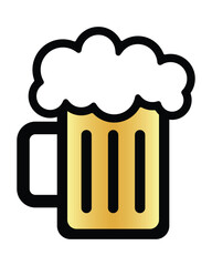 Beer mug with foam, isolated on a white background. Beer mug icon emoji illustration. Cheer up friend. Lager beer. Have a beer with your friends. Great for pub menu illustrations. Cold drinks concept.