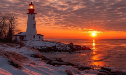 Sunrise at Pointe a la Renommee Lighthouse