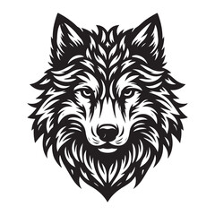 wolf head tattoo vector silhouette on white background