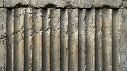 Obraz premium Worn fluting on Roman column grooves smoothed by centuries subtle cracks visible
