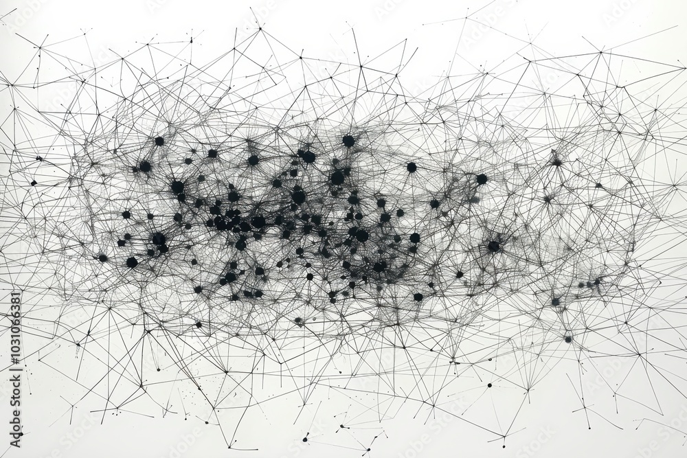 Aufkleber Abstract representation of interconnected nodes and lines illustrating a complex network structure in a vibrant color scheme