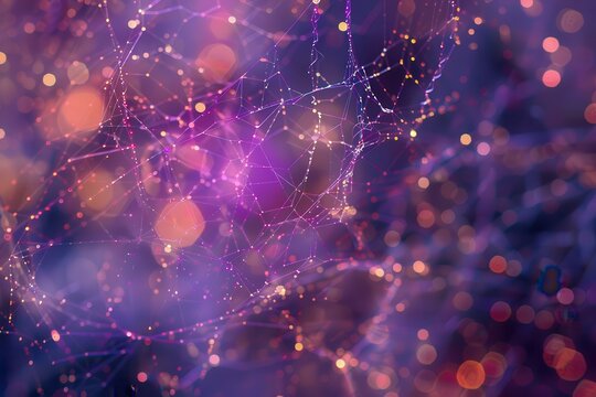 Abstract representation of interconnected nodes and lines illustrating a complex network structure in a vibrant color scheme