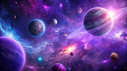 Beautiful purple space background. Sci-fi cosmic wallpaper.
