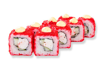 sushi rolls california on a white background