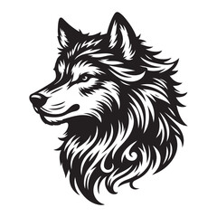 wolf head tattoo vector silhouette on white background