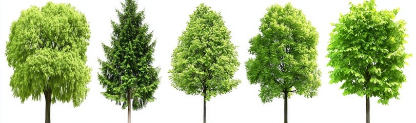 The aspen trees are isolated on a transparent background. It is a 3D illustration.