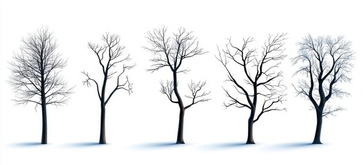 Obraz premium An illustration of bare deciduous trees on a modern background. Beautiful leafless trees.