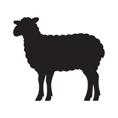 Sheep silhouette icon. Side view vector illustration, isolated on white. Perfect for farm-themed designs, agricultural visuals, or nature-related projects.