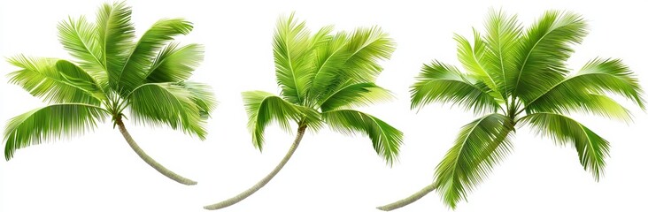 Transparent coconut tree top view collection