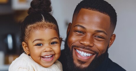 In their home, a young man embraces his sweet girl child in a happy moment for love, trust, or bonding in a kitchen.