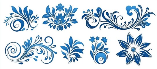 A set of page decoration design elements displaying elegant ornamental dividers and calligraphic flourishes. Modern illustration.
