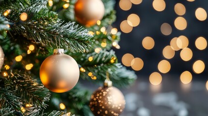 The close-up of a twinkling Christmas tree is great for holiday designs.