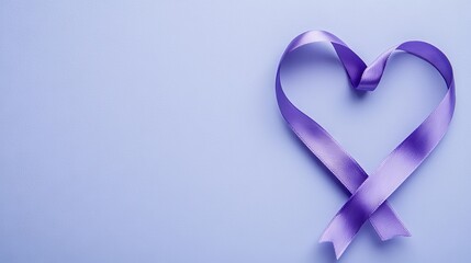 Heart-shaped purple ribbon with matching background