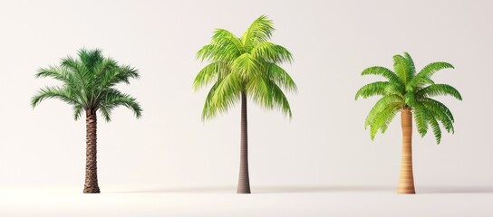 Obraz premium Three-dimensional render of Quindio wax palm trees isolated on transparent background.