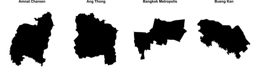 Amnat Charoen, Ang Thong, Bangkok Metropolis, Bueng Kan outline maps