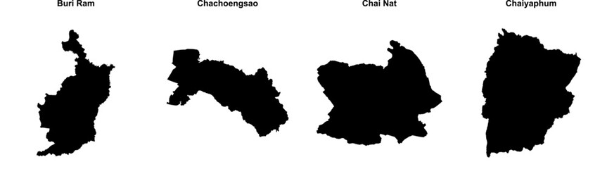 Buri Ram, Chachoengsao, Chai Nat, Chaiyaphum outline maps