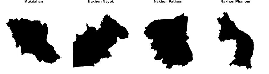 Mukdahan, Nakhon Nayok, Nakhon Pathom, Nakhon Phanom outline maps