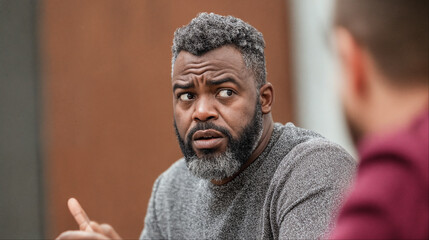 Man Expressing Concern in Conversation