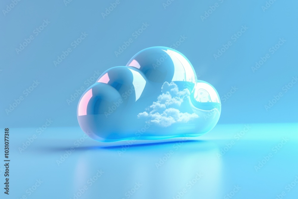 Aufkleber A modern, glossy cloud symbol representing digital storage and data backup solutions, rendered in blue and purple shades against a sleek, dark background