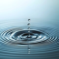 A single water drop creates a series of ripples as it hits the surface of the water.