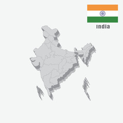 Fototapeta premium 3D map of India with separated sections on a white background