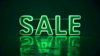 Green 'SALE' Neon Sign on an elegant Dark Background